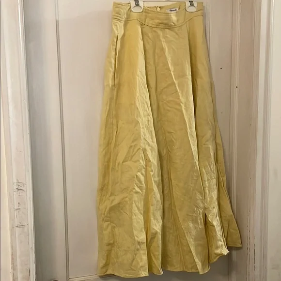 NWT Madewell Butter Yellow Linen Maxi Skirt A-Line - Picture 1 of 7